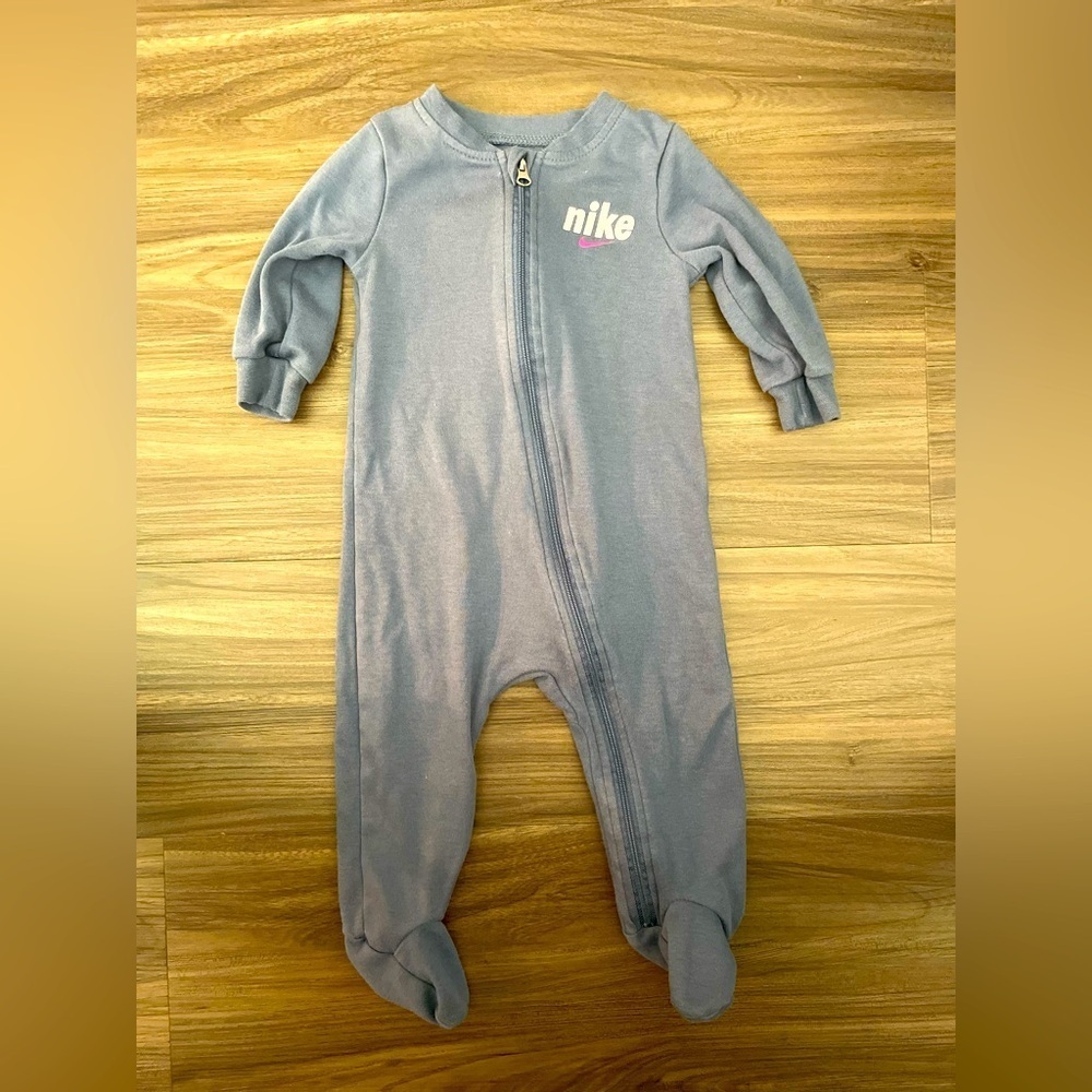 Nike Baby Blue Footies One Piece with Cozy Fabric lightweight size 9M
